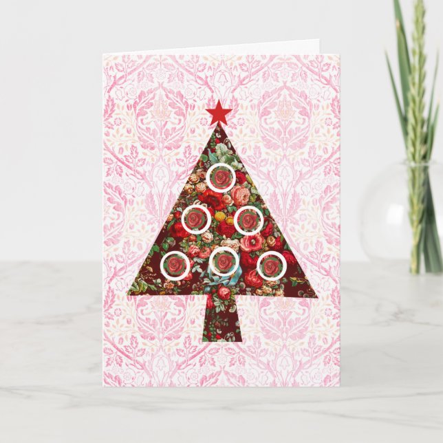 Tarjeta de árbol de navidad de estilo barroco Rosa (Anverso)