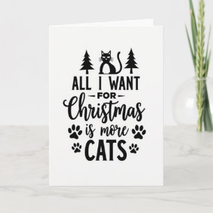 Tarjeta de árbol de Navidad de gato negro
