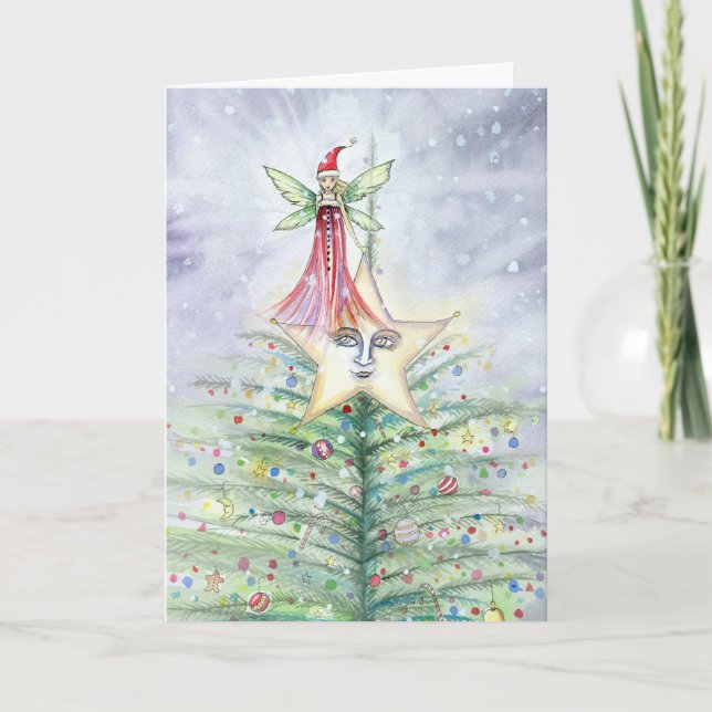 Tarjeta de árbol de Navidad de hadas (Anverso)