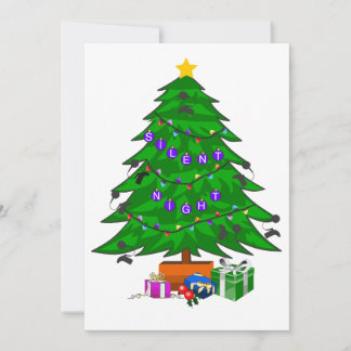 Tarjeta de árbol de Navidad de noche silenciosa