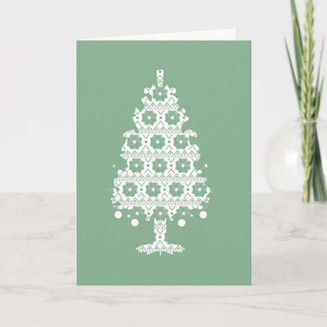Tarjeta de árbol de Navidad de punto de invierno (Anverso)