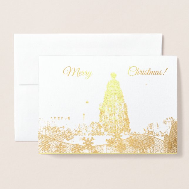 Tarjeta de árbol de navidad de Relieve metalizado  (Anverso con sobre)