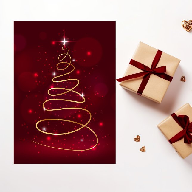 Tarjeta de árbol de navidad de resumen de oro (Subido por el creador)