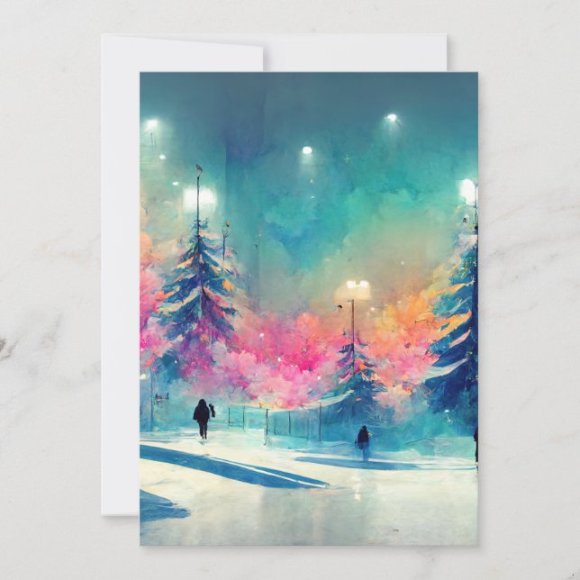 Tarjeta de árbol de navidad decorada con Feliz Nav (Anverso)