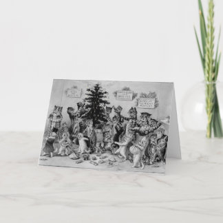 Tarjeta de árbol de Navidad decorativa para gatos