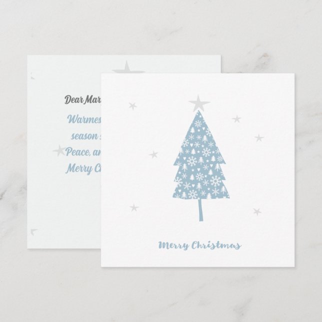 Tarjeta de árbol de Navidad Delicat Winter | Invit (Anverso / Reverso)