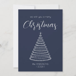 Tarjeta de árbol de Navidad elegante azul marino b