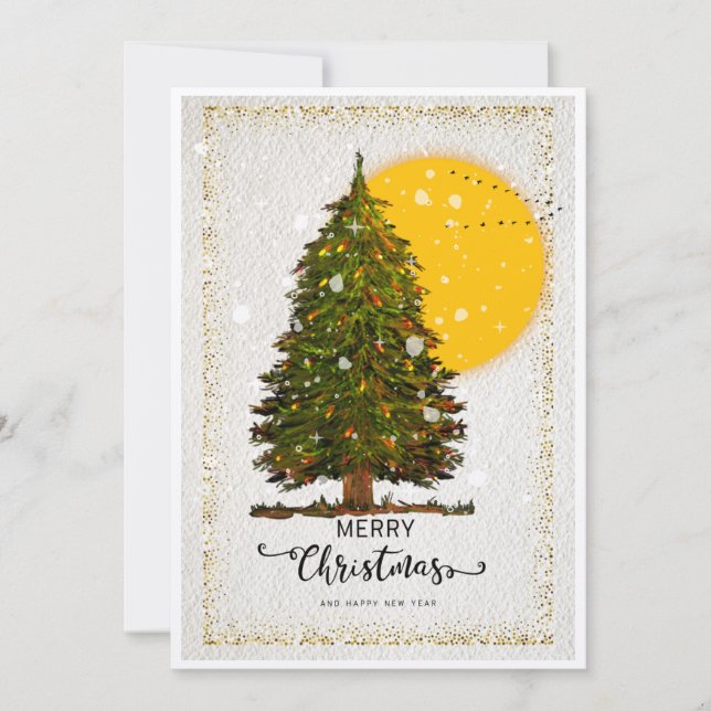 Tarjeta de árbol de Navidad elegante con fondo de  (Anverso)