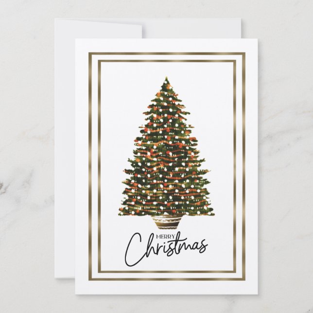 Tarjeta de árbol de Navidad elegante Feliz Navidad (Anverso)