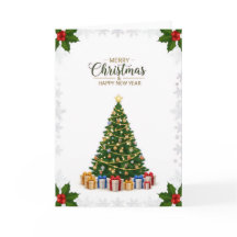 Tarjeta de árbol de Navidad elegante y deseos fest