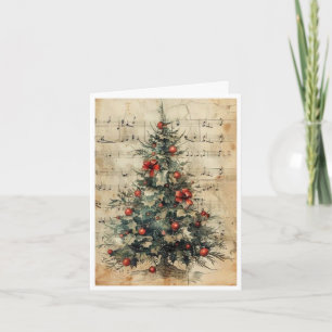 tarjeta de árbol de navidad en blanco