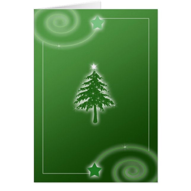 Tarjeta de árbol de Navidad en verde (Frente)