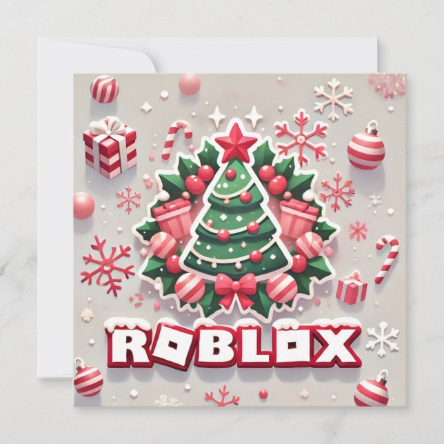 Tarjeta de árbol de Navidad festivo de Robloxo par