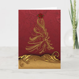 Tarjeta de árbol de Navidad Gold personalizada