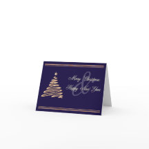 Tarjeta de árbol de Navidad Gold personalizada