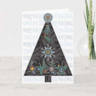 Tarjeta de árbol de Navidad Mah Jongg