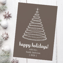 Tarjeta de árbol de Navidad marrón de felices fies
