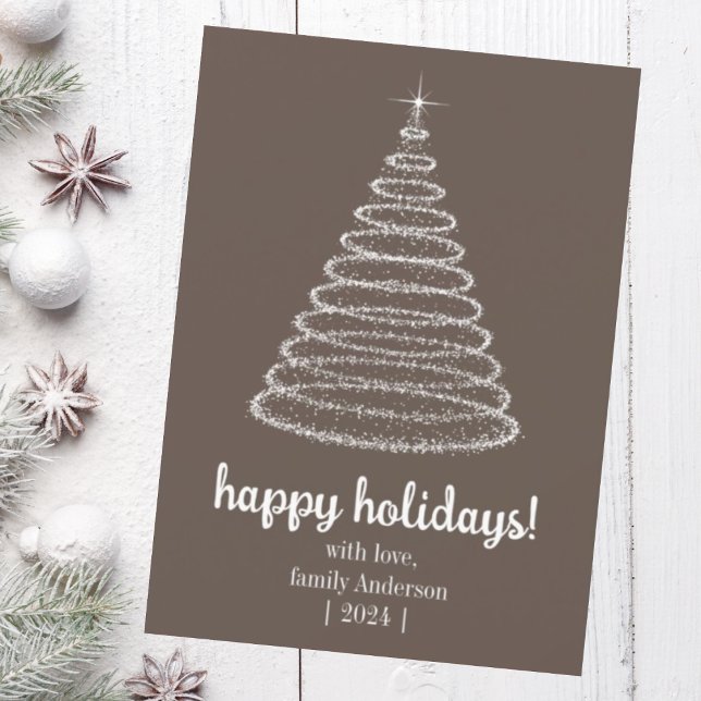 Tarjeta de árbol de Navidad marrón de felices fies (Subido por el creador)