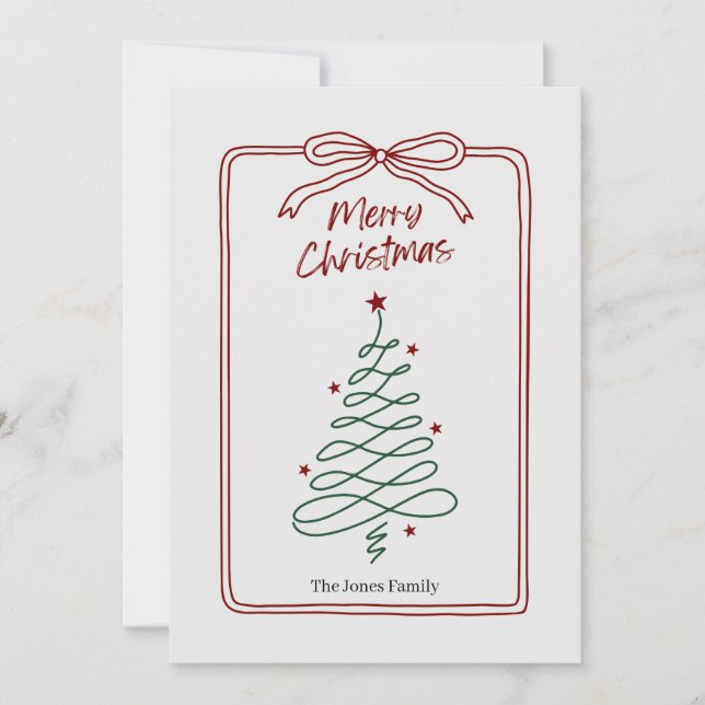 Tarjeta de árbol de Navidad minimalista (Anverso)