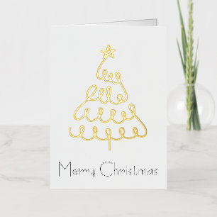 Tarjeta de árbol de Navidad minimalista en dorado