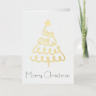 Tarjeta de árbol de Navidad minimalista en dorado