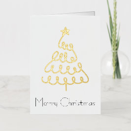Tarjeta de árbol de Navidad minimalista en oro