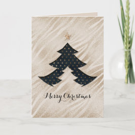 Tarjeta de árbol de Navidad moderna en negro y oro