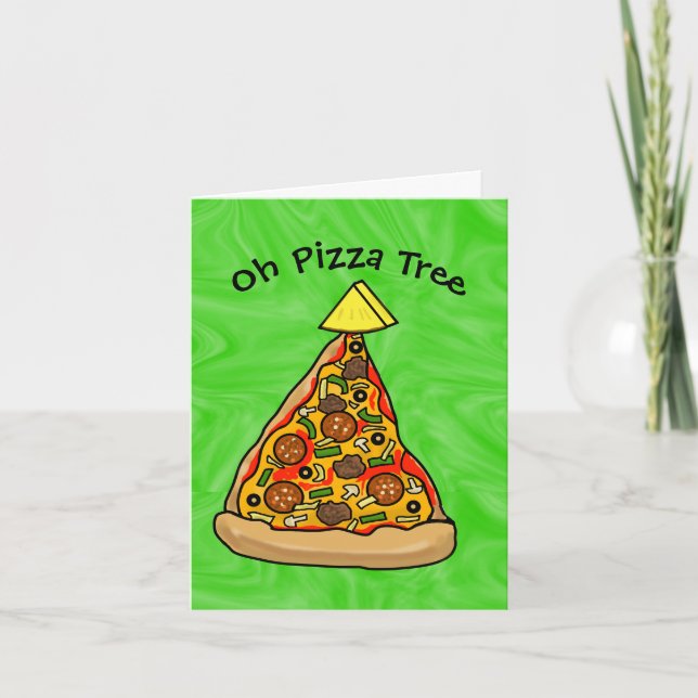 Tarjeta de árbol de Navidad Pizza (Anverso)