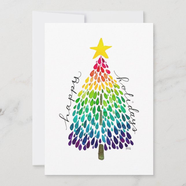 Tarjeta de árbol de Navidad Rainbow (Anverso)