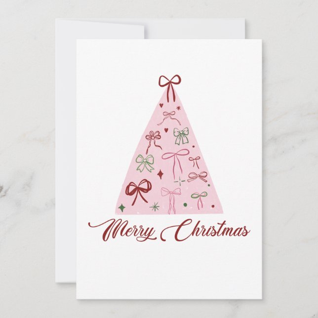 Tarjeta de árbol de Navidad rosa (Anverso)