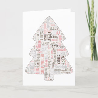 Tarjeta de árbol de navidad rosa chic y chic