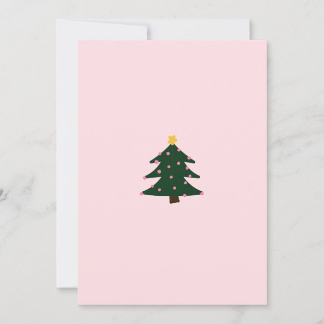 Tarjeta de árbol de Navidad rosa minimalista (Anverso)