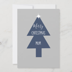 Tarjeta de árbol de Navidad simple gris azul