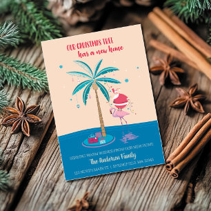 Tarjeta de árbol de Navidad tropical de anuncio de