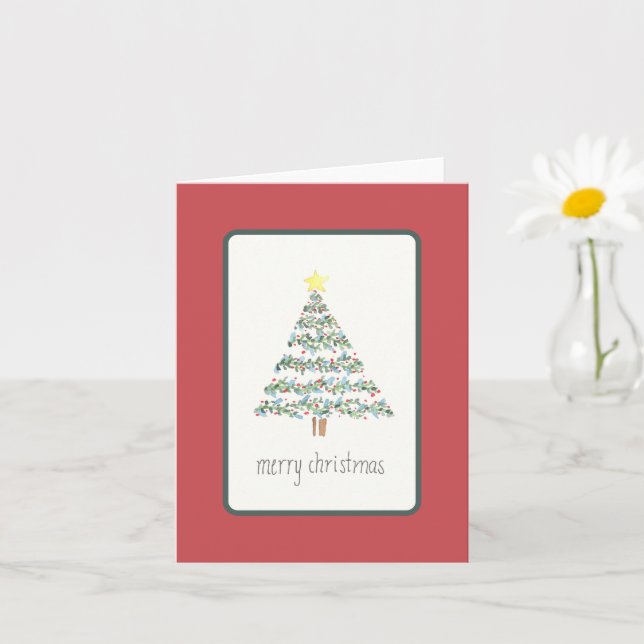 Tarjeta de árbol de Navidad - Vinos y bayas (Planta pequeña)