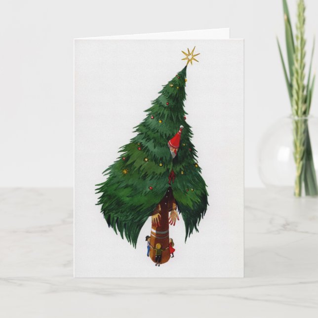 Tarjeta de árbol de navidad vintage escalofriante (Anverso)