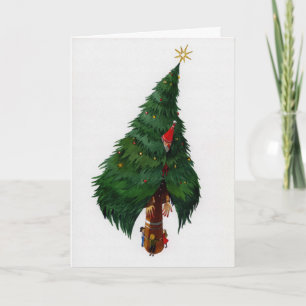 Tarjeta de árbol de navidad vintage escalofriante