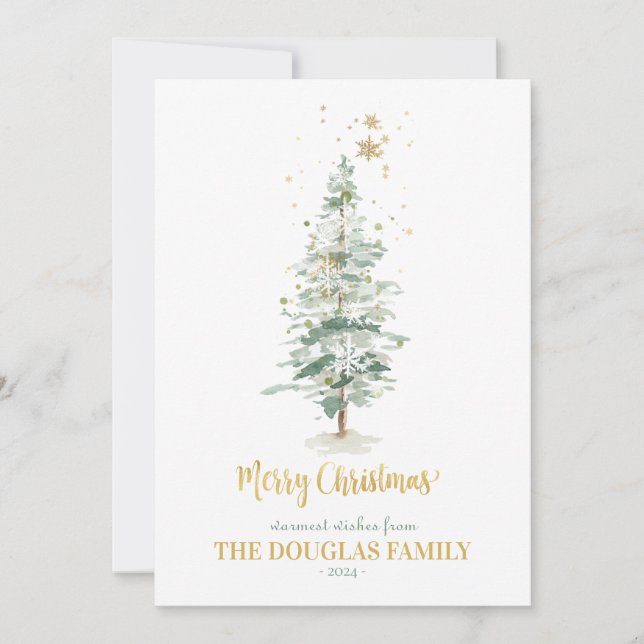 Tarjeta de árbol de Navidad Winter Woodland (Anverso)