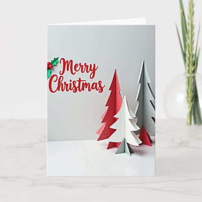 Tarjeta de árbol de papel de Feliz Navidad (Anverso)