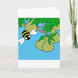 Tarjeta de árbol de pera amante de las abejas (en 