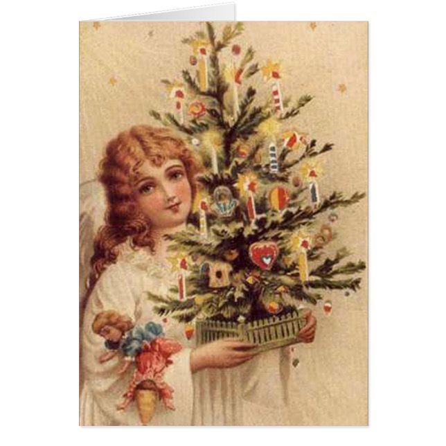 Tarjeta de árbol de portación de niños de época (Frente)