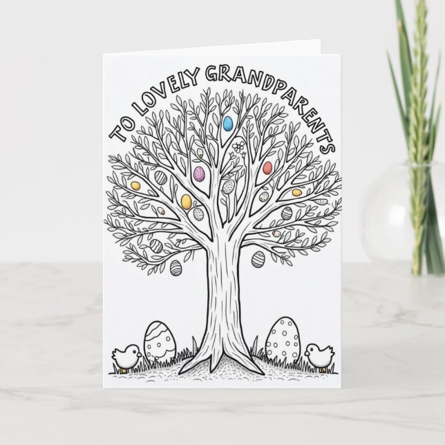 Tarjeta de árbol de primavera para abuelos (Anverso)