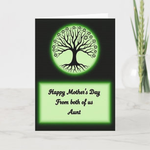 Tarjeta de árbol del día de la madre con aura verd