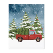 Tarjeta de árbol navideño de fotos del camión rojo