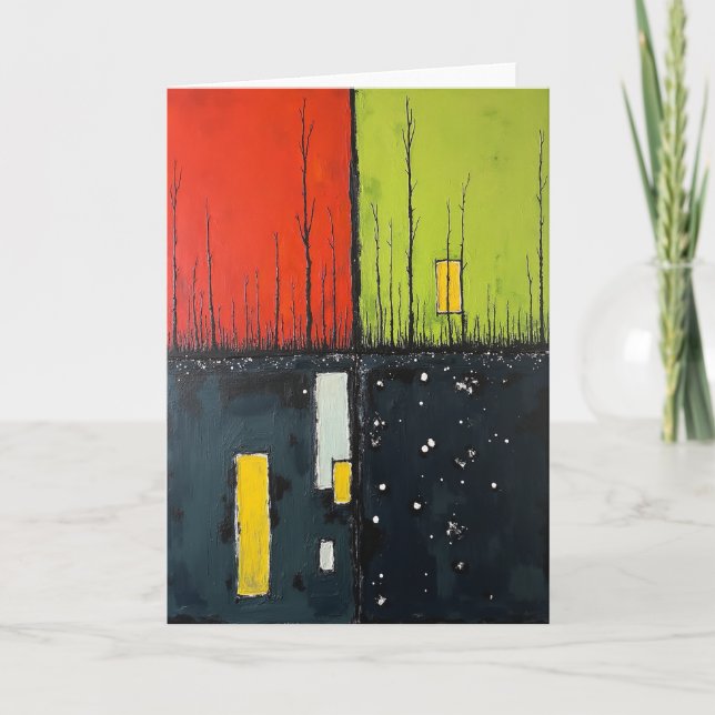 Tarjeta de árbol vívido alegre (Anverso)