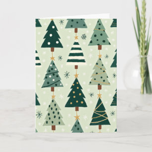 Tarjeta de árboles de Navidad verdes