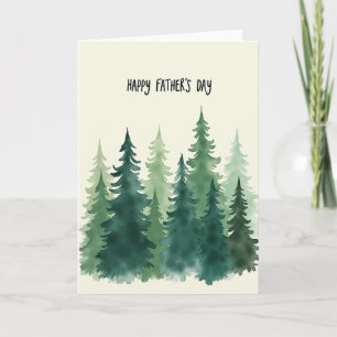 Tarjeta de árboles del día del padre verde y frond