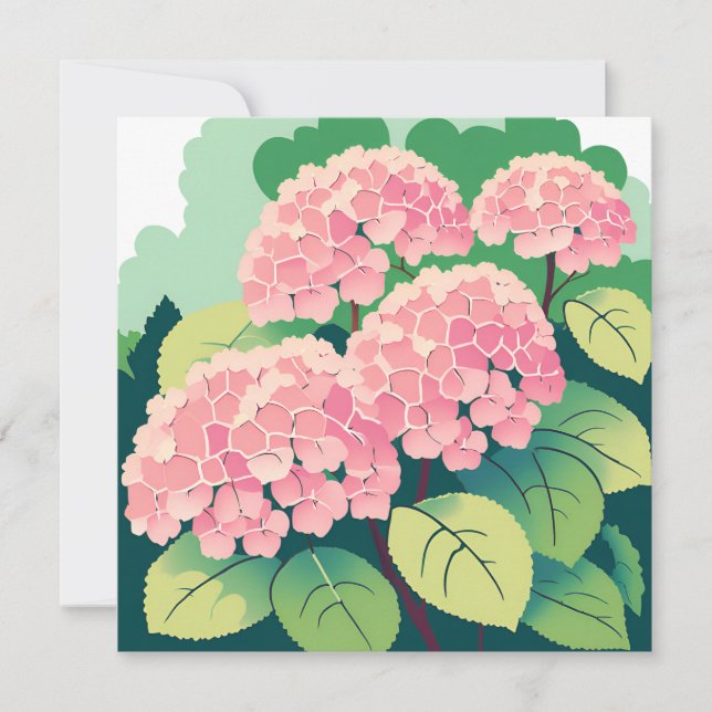 Tarjeta de Arbusto de Hortensia Rosa (Anverso)