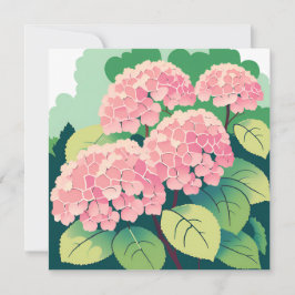 Tarjeta de Arbusto de Hortensia Rosa