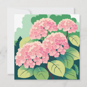 Tarjeta de Arbusto de Hortensia Rosa